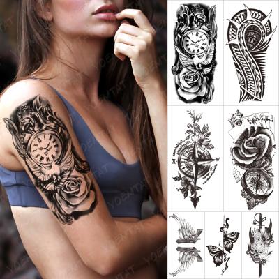 China YOEMTAT Rose Bird Temporary Clock Tattoos Men Women Arm Body Art Waterproof Temporary Tatoo Tatoo Cheap Stickers for sale