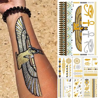 China Eco Temporary Gold Wholesale Silver Henna Waterproof Temporary Metallic Mehndi Instant Tattoo Sticker For Woman for sale