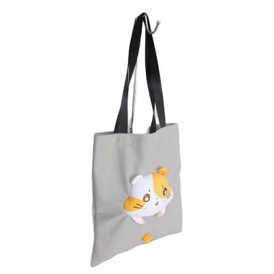 China High Quality Logo Design Custom Canvas Doll Gift Bag Gray Nice Shopping Bag for sale