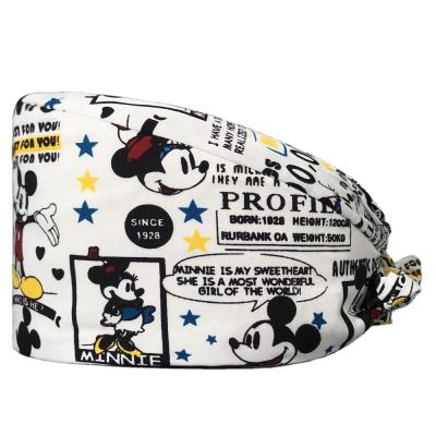 China New Cartoon High Quality Multicolor Printing Hospital Hat Multicolor Printing Hospital Unisex Breathable Adjustable Surgical Hat Lab Hat Beauty Salon Cap for sale