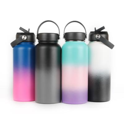 China 2022 Business Wholesale Wide Mouth Double Wall Powder Coated Vacuum Insulated Water Bottle Custom Stainless Steel Logo Keep Water Cold for sale