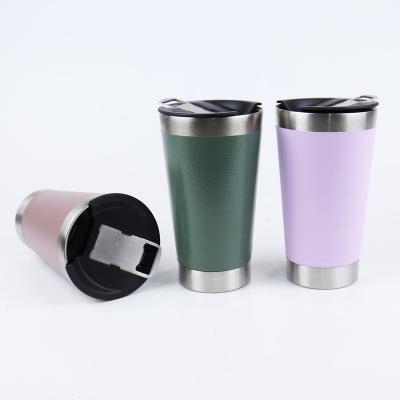 China Viable most popular hot sale 473ml custom printed LOGO wall stainless steel vacuum beer mug copo termico double stainless steel for sale