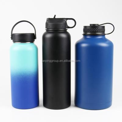 China Business Wide Mouth Stainless Steel Sports Drinking Bottle Double Wall Powder Coated Insulated Vacuum Bottle With Lid Keep Water Cold for sale