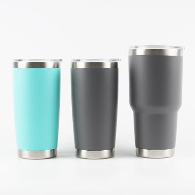 China Business 20/30 Ounce Powder Coated Car Cup Vacuum Stainless Steel Double Wall Tumbler With Custom Logo for sale