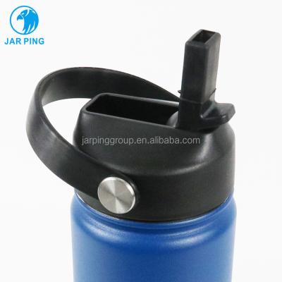 China Spill Non BPA Free PP Plastic All Black Wide Mouth Straw Lid Bottle For 18OZ 32OZ 64OZ for sale