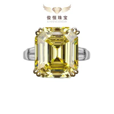 China Other High Carbon 925Silver15Carat Rectangular14*16Asche Rhinestone Ring Europe And American for sale