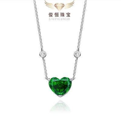 China FASHIONABLE 9.6 ct Heart-shaped Necklace Female Green Jung Jewelry *12 High Carbon 925 Silver Love Pendant Women 40+3 for sale