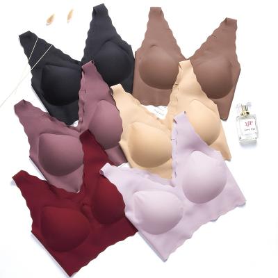 China QUICK DRY Seamless Breathable Bra Comfortable Push Up Deep V Sports Sleep Bra Wireless Ice Silk Women Underwear for sale