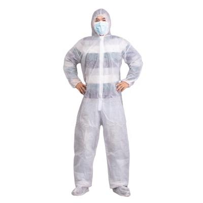 China Professional Pure White Nonwoven Fabric + PE Film Nonwoven Protective Clothing Overalls Personal for sale