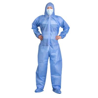 China Nonwoven Fabric + Fabric Factory Professional Blue Nonwoven Fabric Dustproof Overall Personal With Elastic Cuffs for sale