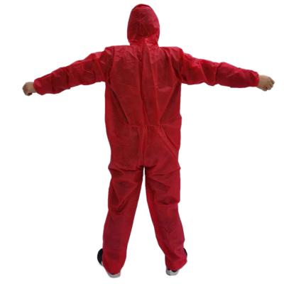 China Factory Wholesale SMS Melt-blown Fabric Red Nonwoven Coverall For Industry 175/180/185/190CM for sale