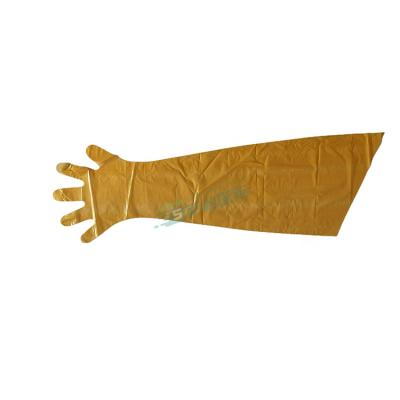 China Factory Price Veterinary Long Sleeve Glove Animal Livestock Insemination Arm Length Gloves With Elastic Band Free Size for sale