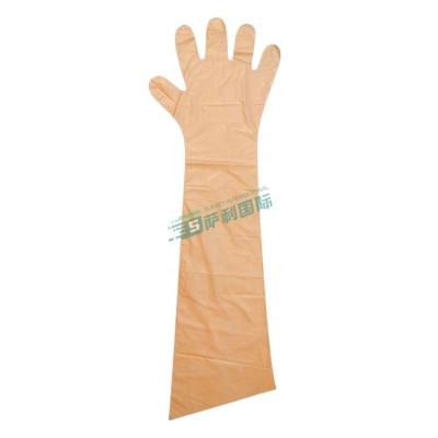 China Polyethylene + PE Elastomer OEM Service Custom Veterinary Obstetrics PE Long Packaging Gloves for sale