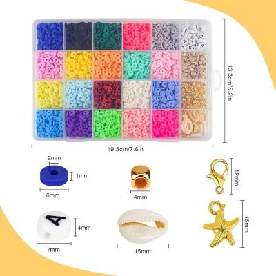 China DIY Painting Crystal Glue Set 2022 6mm Spacer Beads Amazon Hot Sale 24 Grids Kids Bracelets Necklace Making Soft Clay Bead Letter Bead DIY Ceramic Kit for sale