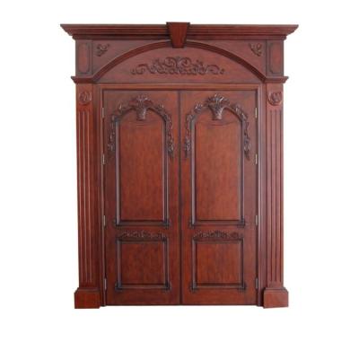 China Yekalon Main Door Double Leaf Teak/Oak Waterproof High Quality Carving Solid Wood Entry Door for sale