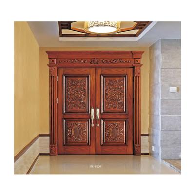 China Double Entry Waterproof Teak Wooden Main Door Wooden Carving Design for sale