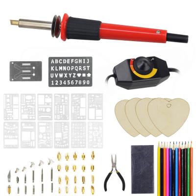 China Machinery Repairs Workshop Professional Pyrography Pen Tool Kit Set 37pcs Tips Soldering Iron Adjustable Wood Temperature Burning Kit for sale