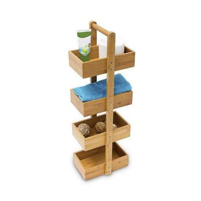 China Wall Mounted Sustainable Bathroom Storage Shelf Bamboo Hanging Rack for sale