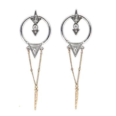 China Hyperbole Korea Hollow Circle Bohemian Vintage Dangle Rhinestone Drop Rhodium Plated Butterfly Earring for sale