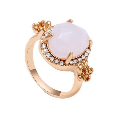 China Luxury Large Hyperbola Silicone Zircon Jade Pink Rhinestone Modern Finger Jewelry Natural Stone Rings For Girl for sale