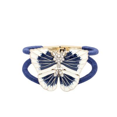 China Lead Free Nickel Free Handmade Wire Wrapped Navy Blue High End Epoxy Enamel Large Hinged Bangle Butterfly Bangle Bracelet for sale