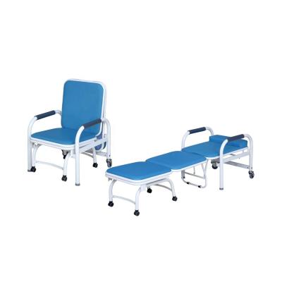 China Cheap Metal Hospital Recliner Chair Bed Folding Sleep Accompany Pvc Coating Patient Clean Chair Bed zu verkaufen