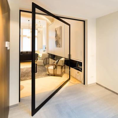 China New Design And Entry Front Door With Big Panel Hot Selling Tempered Glass Aluminum Pivot Waterproof Glass Door for sale