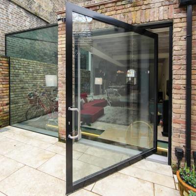 China Easily Assembled Modern Pivot Tempered Glass Door Front Entry Single Door For Villa for sale