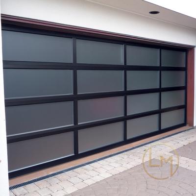 China Black anodized aluminum garage door tempered glass frame garage door modern aluminum glass door prices for sale