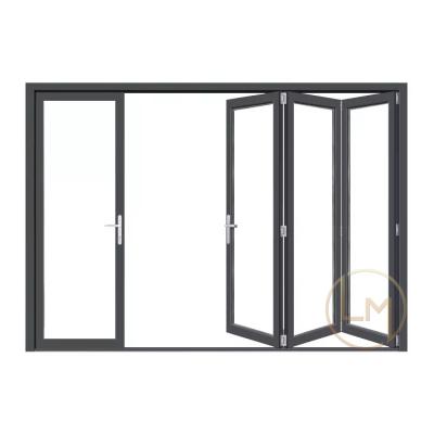 China Easily Assembled Soundproof Folding Patio Glass Door Canopy Motorized Aluminum Folding Door for sale