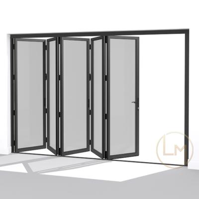 China Easily Assembled Miami Approved Impact Aluminum Bi Folding Sliding Patio Door Design Interior Temporary Folding Door for sale