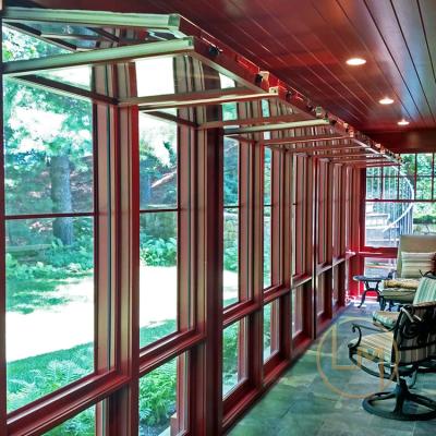 China Aluminum Folding Screen Automatic Locking Folding Windows Folding Sliding Doors And Windows Frameless Suspende for sale