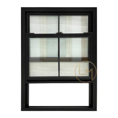 China Guangzhou Thermal Glass Screen Low E Double Folding Single Hung Vinyl Windows 4 Foot Black Aluminum Large Side for sale