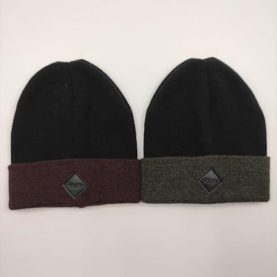 China JOINT Adult Knitted Beanie Style Basic Customer PU Label On Lathe for sale