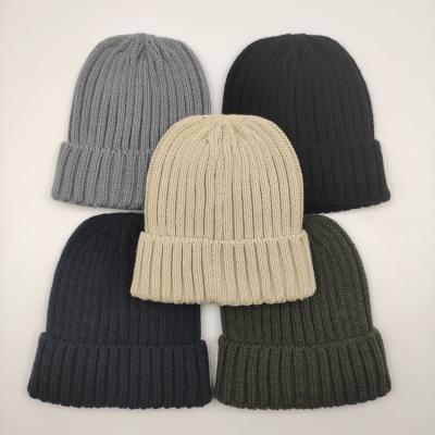 China COMMON adult knitted beanie, felt like hand acrylic, single layer, 2x2 rib for sale