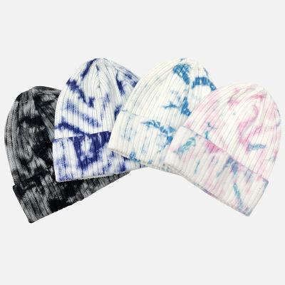 China COMMON Winter Popular Wholesale Custom Beanie Printed Tie Die Beanie Hat for sale