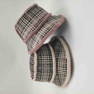 China Waqrm\Autumn and winter new comfortable pure color plus velvet fisherman hat retro thick plush sunshade warm hat for sale