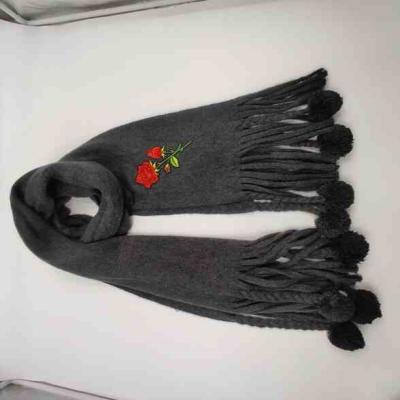 China Fashion\Comfortable High Quality Plain\Winter Warm Knitted Winter Warm Scarf With Knitted Patch Winter Scarf With Custom Logo for sale