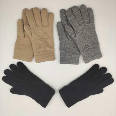 China Fashion Women\`s Comfortable Adult Man Winter Knitted Gloves Double Layers Acrylic Jaquard Mittens for sale