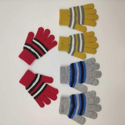 China Fashion\Comfortable Child\`s Warm Acrylic Knitted Magic Gloves Brushed Fleece Mittens Boy Girl Kids Striped Gloves for sale