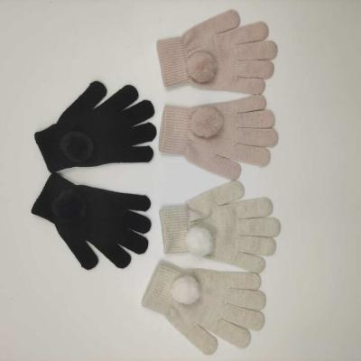 China Fashion\Comfortable Lurex Gloves Magic POMPOM Winter Acrylic Knitted Warm Mittens Fashion Gloves Kid Gloves Child for sale