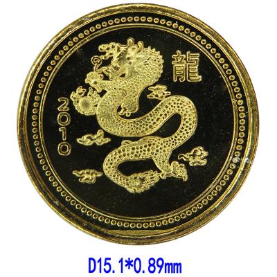 China Europe 1 Gram Silver Dragon Coin With Gold Plated D15.1*0.89mm A88 for sale