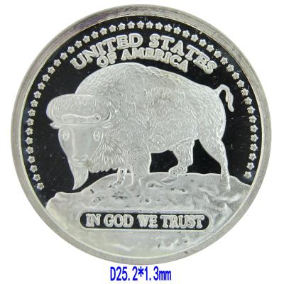 China Europe Investment Bullion Dealers 5 Gram Fine Silver Buffalo Coin 999 Silver, Indian Round C31 for sale