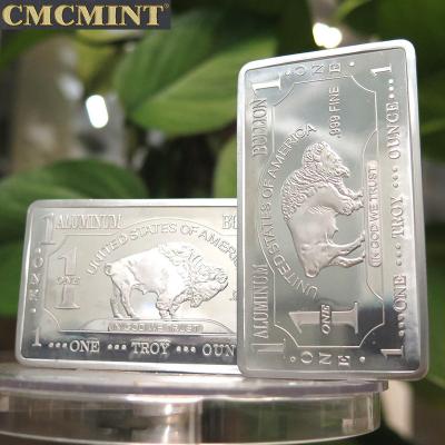 China New Europe Style 1 Ounce .999 Buffalo Pure Aluminum Bar For Sale B62B for sale