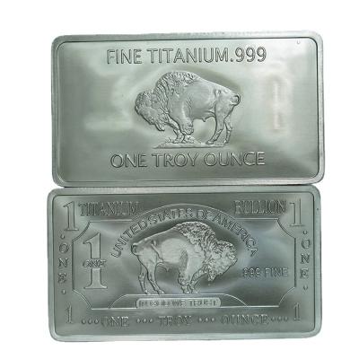 China America Titanium Custom 1 oz 999 Fine Pure Titanium Ingot Buffalo Bar A129 for sale