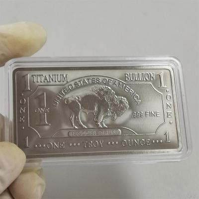 China Europe Manufacturer Hot Sale Product Titanium 1 Ounce 999 Titanium Buffalo Bar Custom With Plastic Case for sale