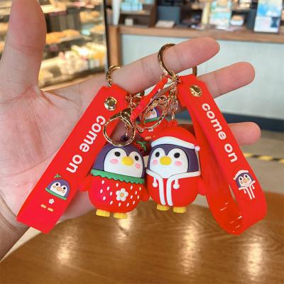 China Cute Europe Cartoon Christmas Penguin Silicone Couples Key Chain Key Chain AY062 for sale