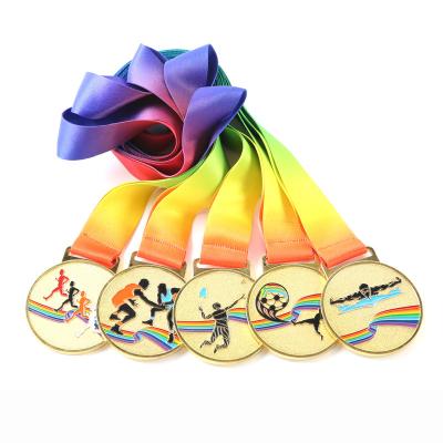 China 2021 Wholesale Custom Metal Medals Modern Cycling Sports Trail Medal Various Size Shape Ribbon Available for sale