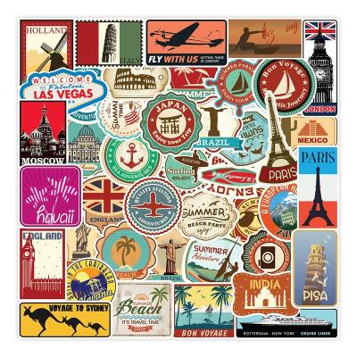 China Waterproof+Eco-friendly 100Pcs Outdoor World Travel Map Stickers For Teens Notebook Luggage Laptop DIY Water Bottle Sticker for sale