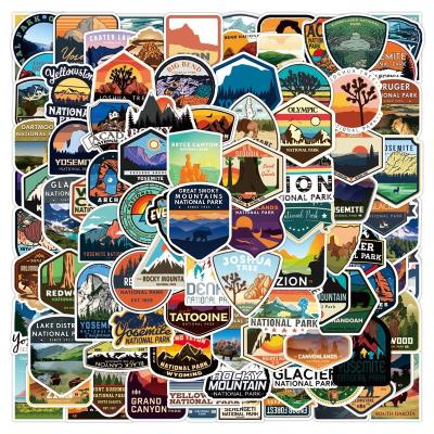 China Waterproof+Eco-friendly 100Pcs Yellowstone National Park Outdoor Travel Sticker For Man Car Decals Luggage Laptop DIY Water Bottle Stickers for sale